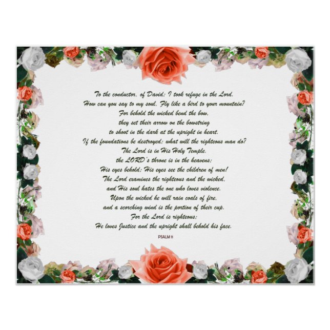 Scripture, Psalm 11, Botanic Poster (Front)
