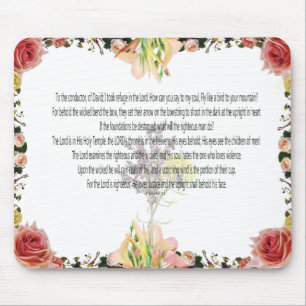Scripture, Psalm 11, Colorful Flower Mouse Mat
