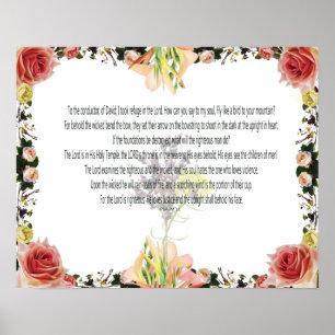 Scripture, Psalm 11, Colorful Flower Poster