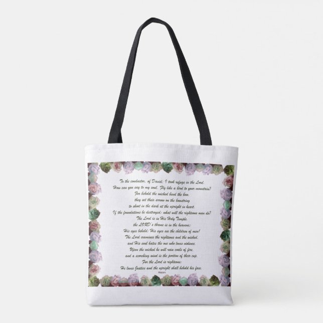 Scripture, Psalm 11, Colorful Roses Tote Bag (Back)