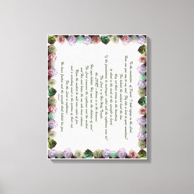 Scripture, Psalm 11, Colourful Roses Canvas Print (Front)