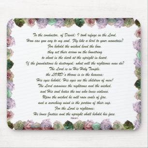 Scripture, Psalm 11, Colourful Roses Mouse Mat