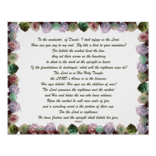 Scripture, Psalm 11, Colourful Roses Poster