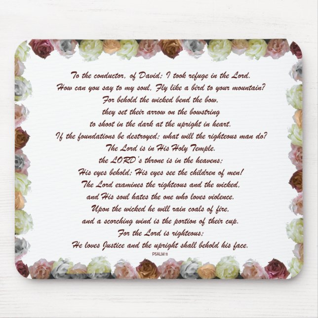 Scripture, Psalm 11, Flowerful Mouse Mat (Front)
