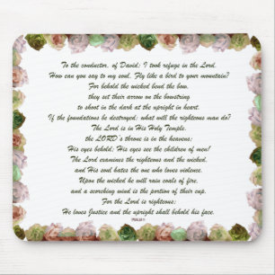 Scripture, Psalm 11, Green Grey Roses Mouse Mat