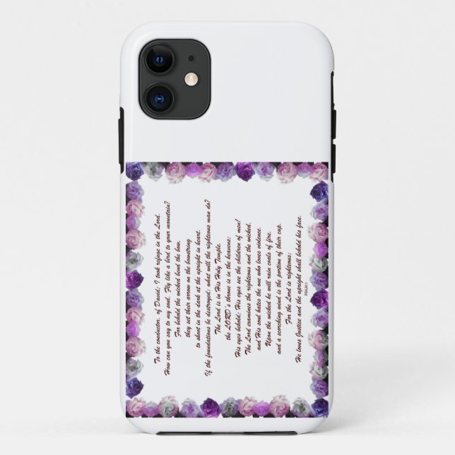 Scripture, Psalm 11, Purple Roses Case-Mate iPhone Case (Back)