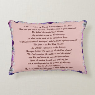 Scripture, Psalm 11, Purple Roses Decorative Cushion