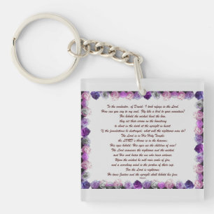 Scripture, Psalm 11, Purple Roses Key Ring