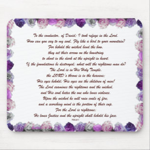 Scripture, Psalm 11, Purple Roses Mouse Mat