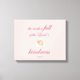 Scripture, Psalm 33, Full Kindness White Rose Canvas Print