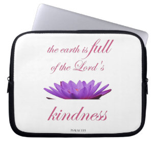 Scripture, Psalm 33, Lord's Kindness Purple Lotus Laptop Sleeve