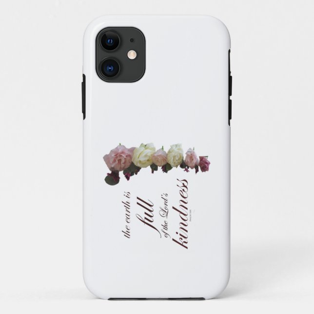 Scripture, Psalm 33, White and Pink Roses Case-Mate iPhone Case (Back)