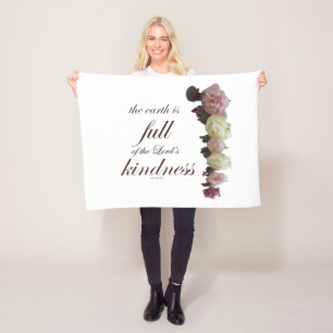 Scripture, Psalm 33, White and Pink Roses Fleece Blanket