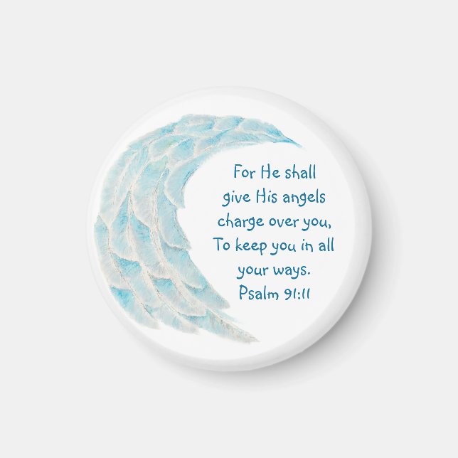 Scripture Psalm 91:11 Angels Watch Over You Magnet (Front)