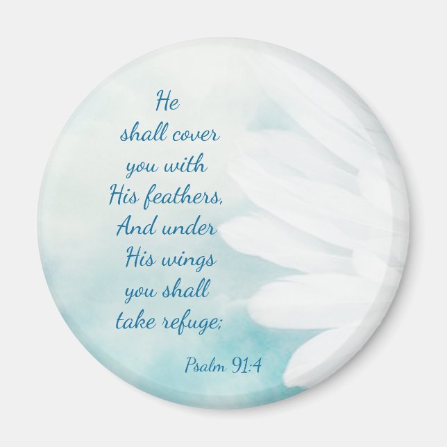 Scripture Psalm 91:4 Refuge Under His Wings Verse Magnet (Front)