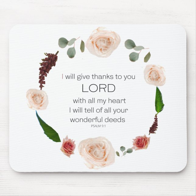 Scripture, Psalm 9, All Your Wonderful Deeds LORD Mouse Mat (Front)