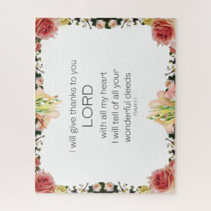 Scripture Psalm 9, Floral Jigsaw Puzzle
