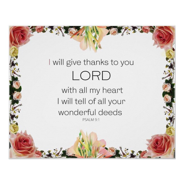 Scripture Psalm 9, Floral Poster (Front)
