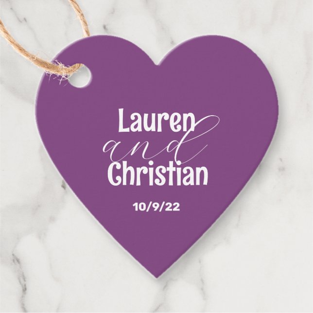 Scripture Purple Plum Wedding Favour Tags (Front)