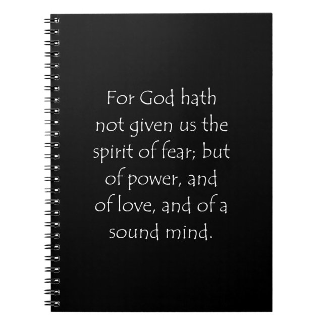 Scripture Quote 2 Timothy 1 7 Notebook (Front)