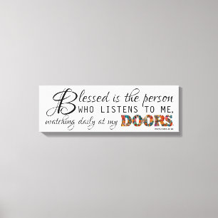 Scripture Quote Blessed Doors Modern Typography Canvas Print