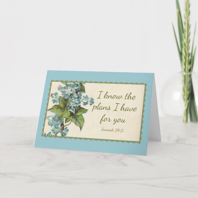 Scripture Quote Flowers Greenery Vintage Card (Front)