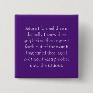 Scripture Quote Jeremiah 1 5 15 Cm Square Badge