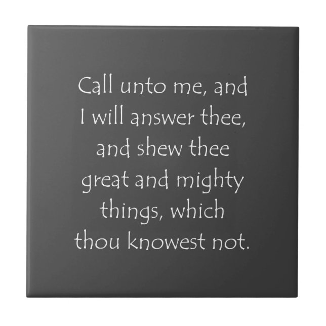 Scripture Quote Jeremiah 33 3 Tile (Front)