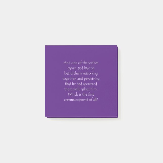 Scripture Quote Mark 12 28 Post-it Notes (Front)