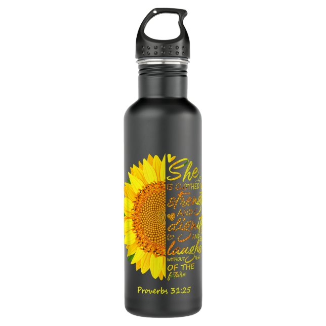 Scripture Religious Christian Bible Verse Sunflowe 710 Ml Water Bottle (Front)