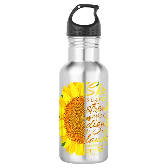 Scripture Religious Christian Bible Verse Sunflowe 710 Ml Water Bottle (Front)