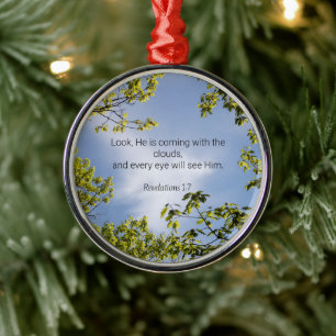 Scripture, Revelations 1:7, Metal Tree Decoration