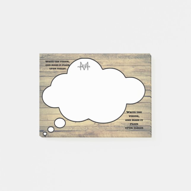 Scripture Rustic Speech Bubble Monogram    Post-it Notes (Front)