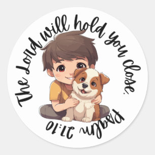 Scripture Sticker (Psalm 27:10 Boy Dog)