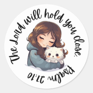 Scripture Sticker (Psalm 27:10 Girl Cat)