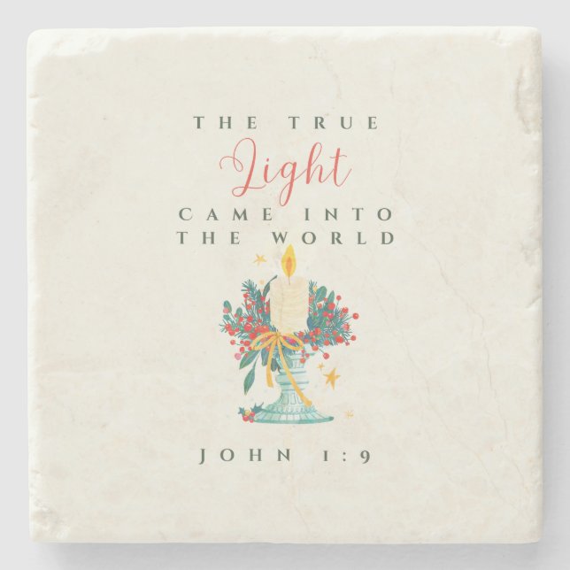 Scripture-themed Christmas Stone Coaster (Front)