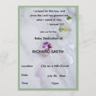 Scripture Verse Boy Baby Dedication Invitation