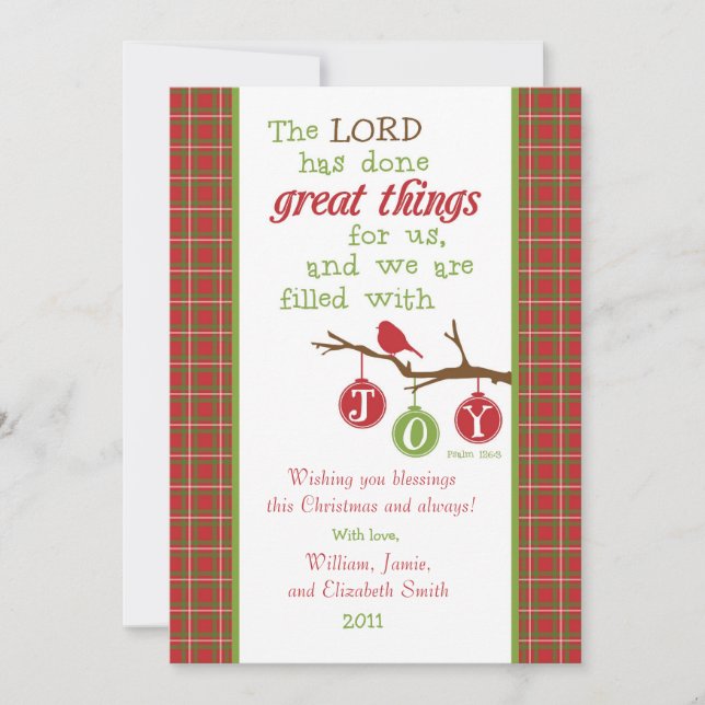 Scripture Verse Christmas Card-Filled with Joy! Holiday Card (Front)