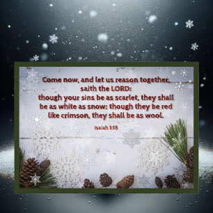 Scripture Verse Isaiah Rustic Winter Snowflakes  Foil Holiday Card