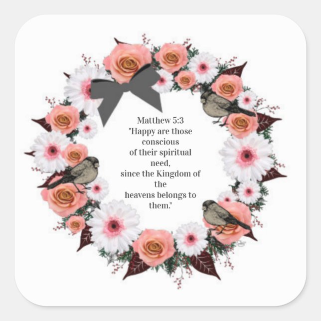 Scripture Verse Spiritual Message Kingdom Square Sticker (Front)