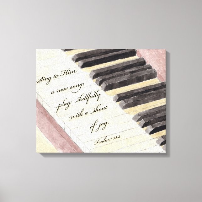 Scripture Wall Art Piano Watercolor & Bible Verse (Front)