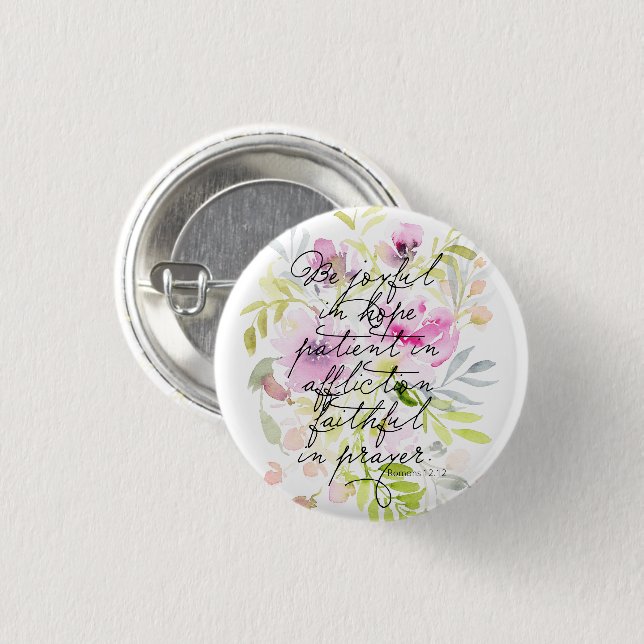 Scripture Watercolor | Romans 12 3 Cm Round Badge (Front & Back)