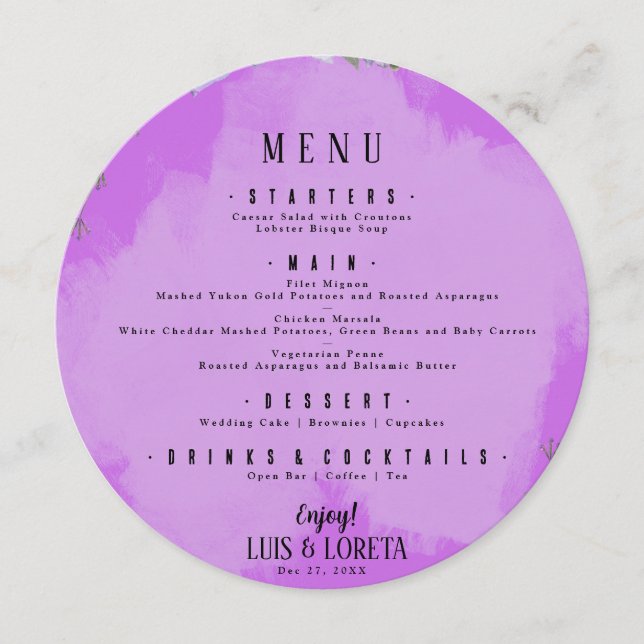 Scripture Wedding Dinner Menu (Front)