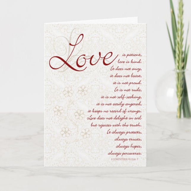 Scripture Wedding Love Is Congratulations Card (Front)