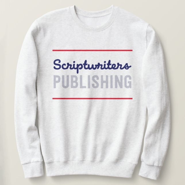 Scriptwriters Red Stripe Navy/Grey Sweatshirt (Design Front)