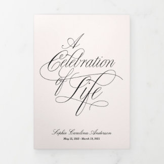 Scripty Celebration of Life Program Tri-Fold Invitation