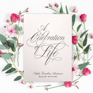 Scripty Celebration of Life Program Tri-Fold Invitation