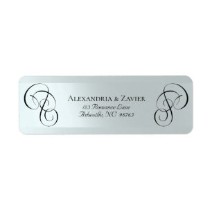 Scroll Calligraphy Address Labels - Silver