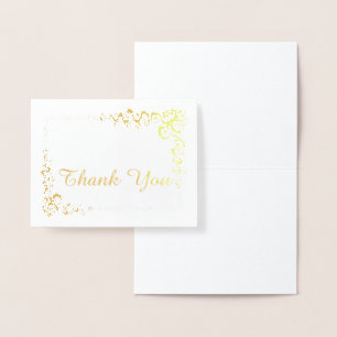 Scroll Corner Border Thank You Fancy Font Foil Card