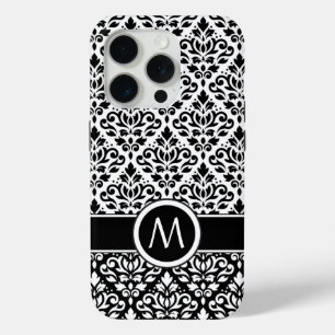 Scroll Damask 2Part Ptn BW Band (Custom) iPhone 15 Pro Case